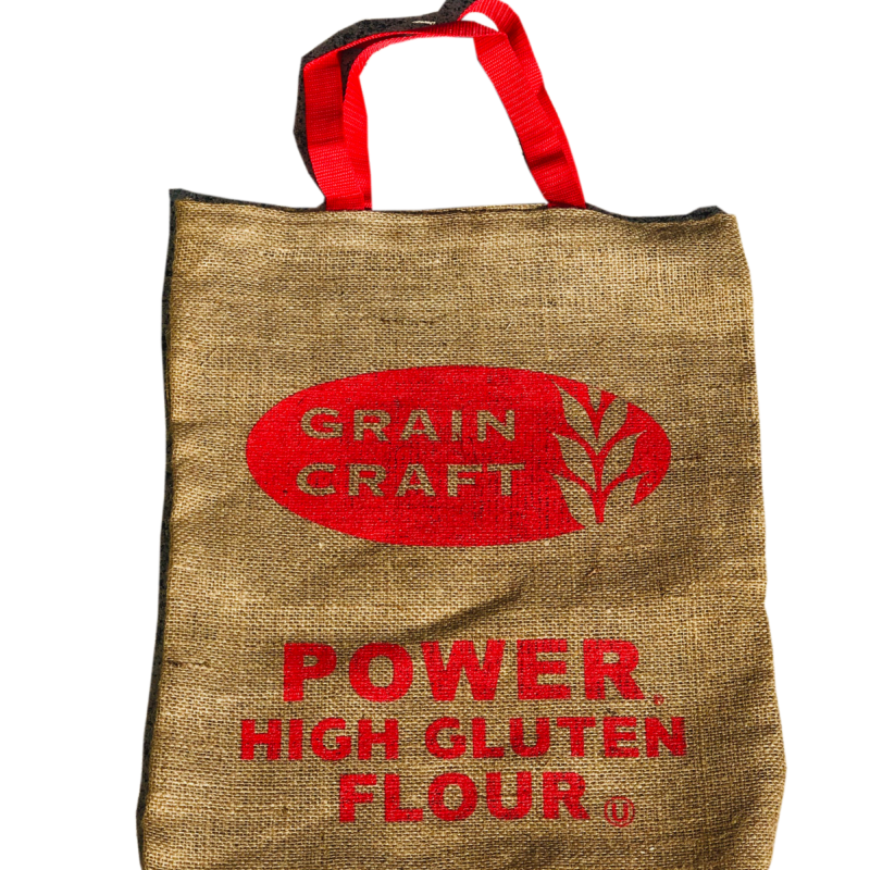 Tote Bag Burlap One Color Imprint with Red Handles